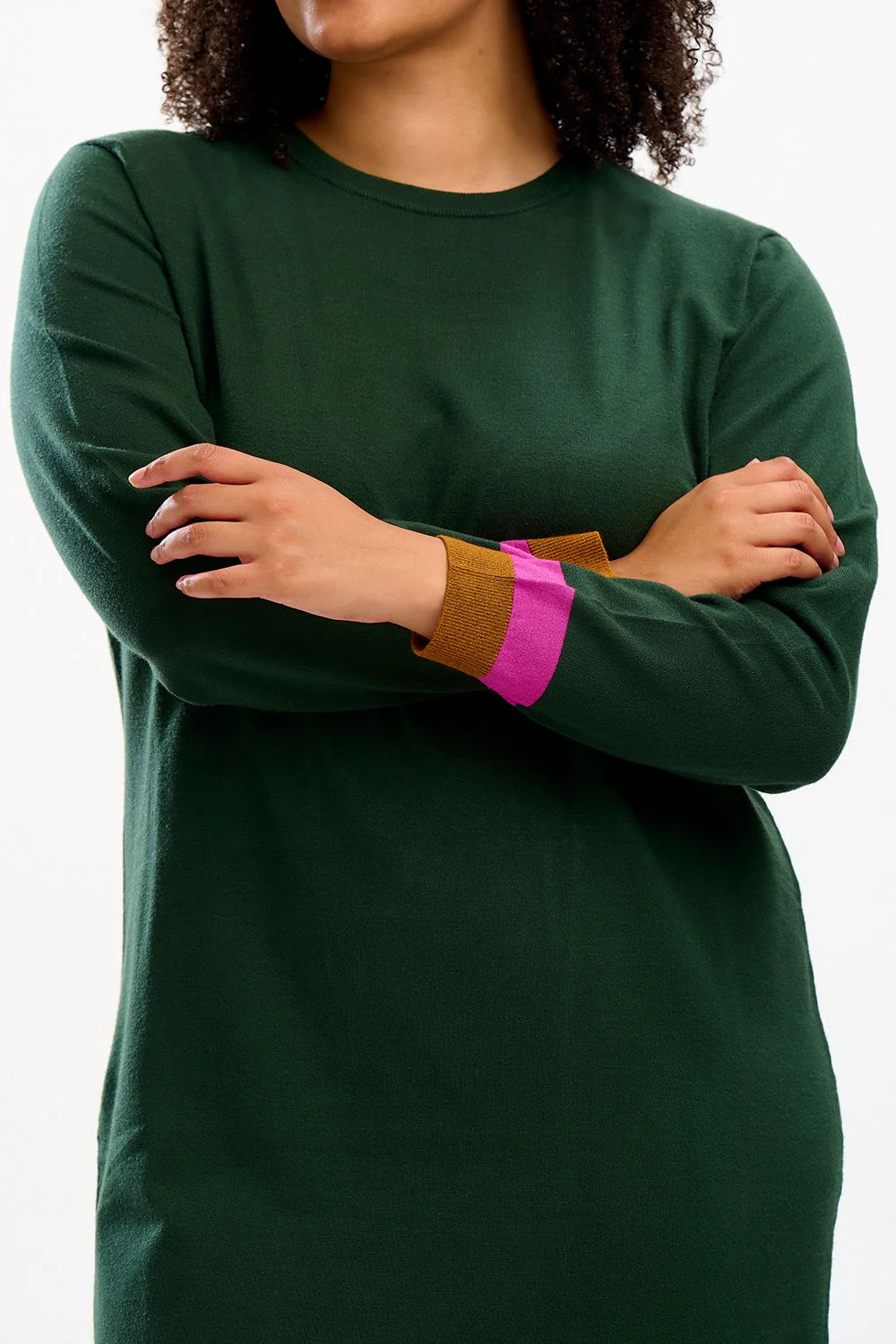 NALA MIDI KNIT DRESS (DARK GREEN/AUTUMN) - Image 2