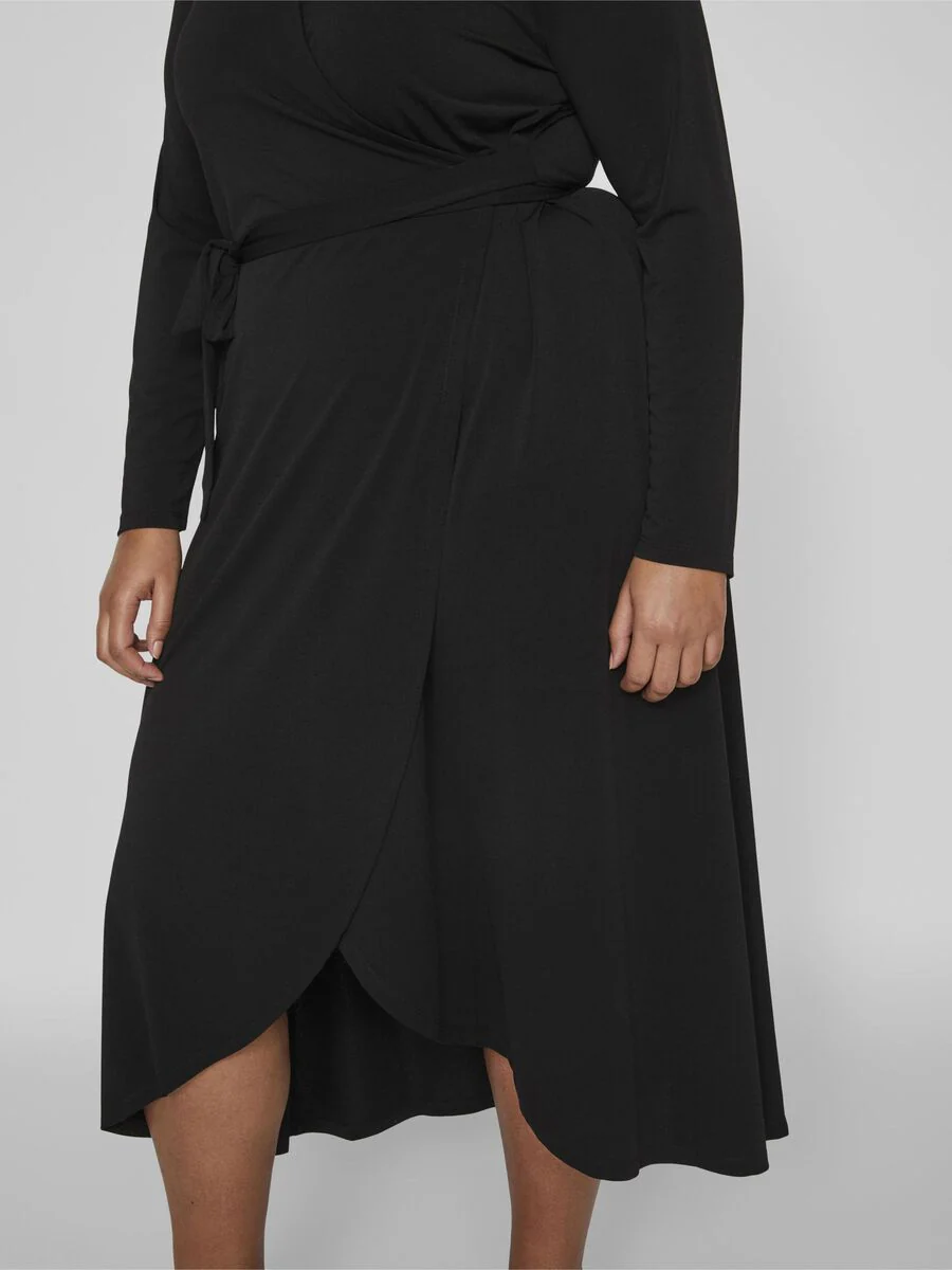 NANCY MIDI WRAP DRESS (BLACK) - Image 5