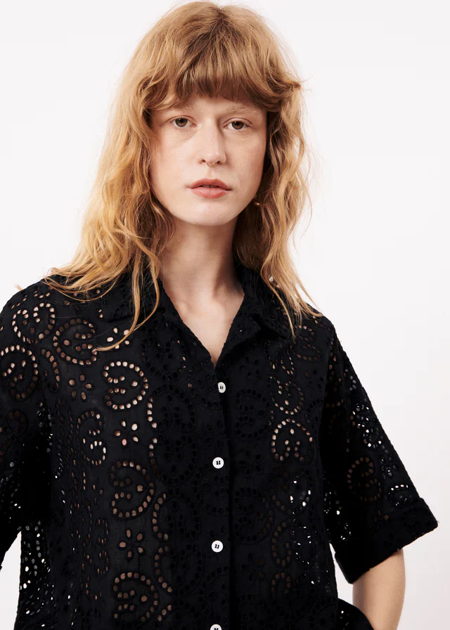 NATASHA SHORT SLEEVE SHIRT (BLACK) - Image 4