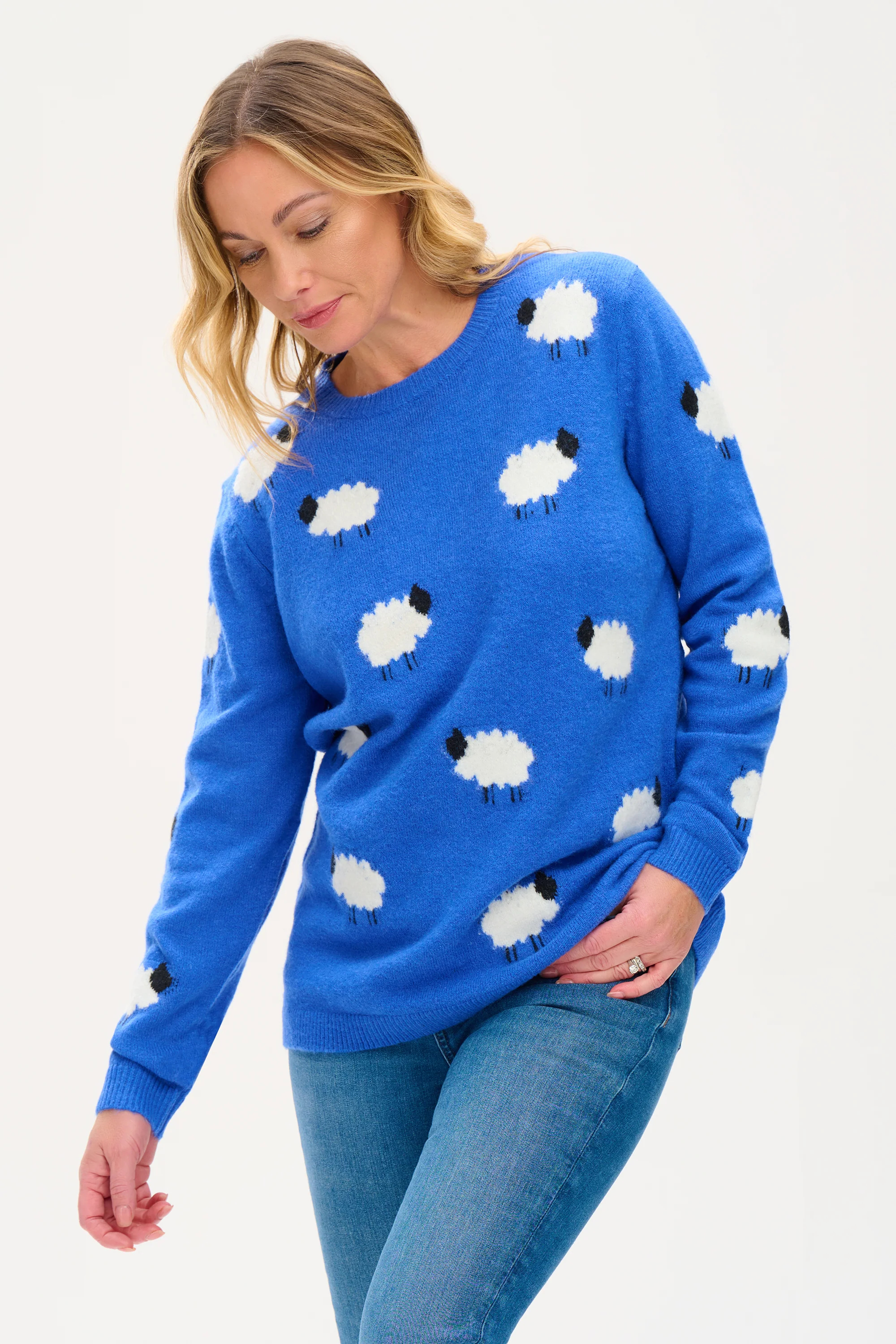 Nessa Jumper- Blue, Fluffy Sheep - Image 3
