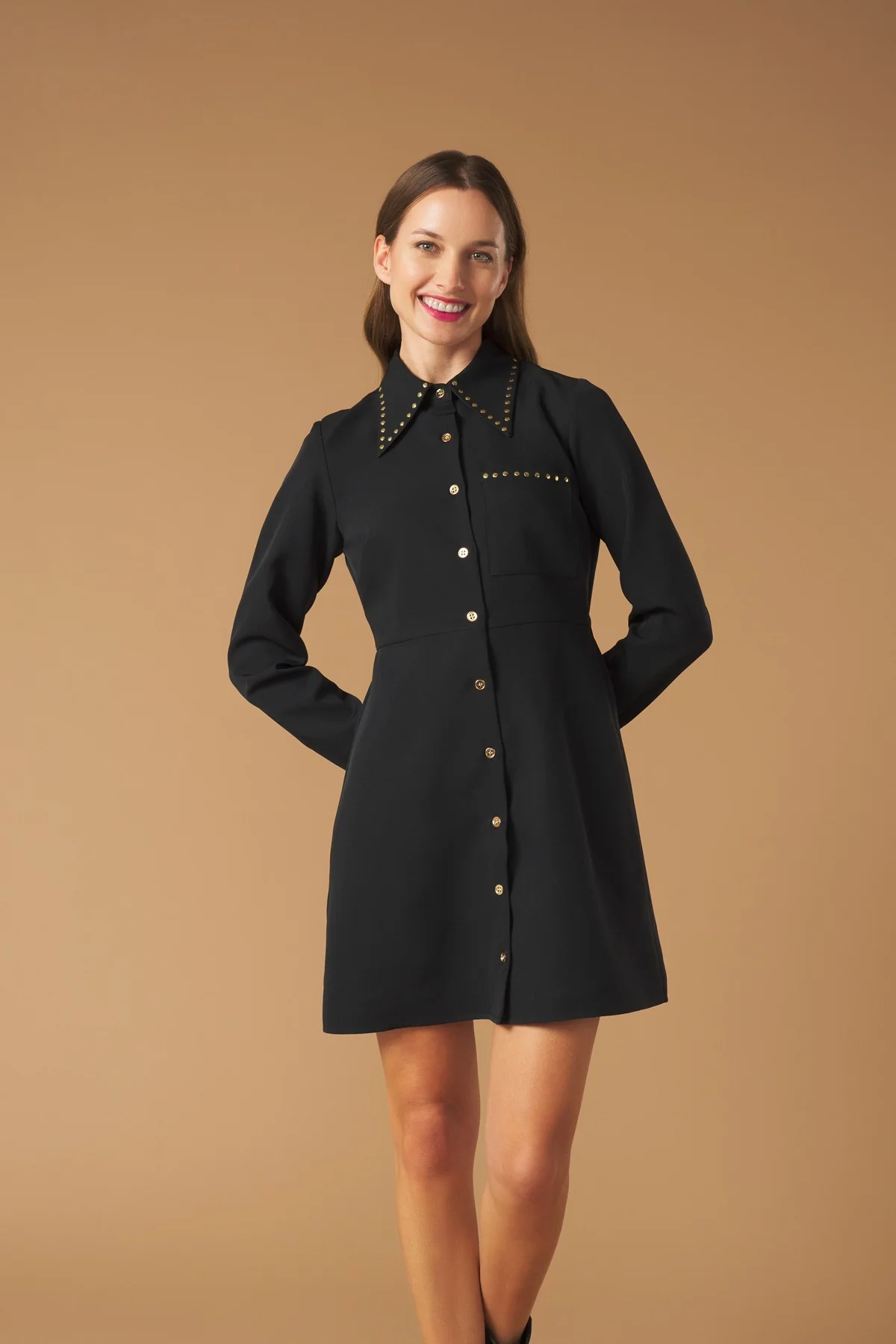 NICOLE SHIRT DRESS (BLACK) - Image 2