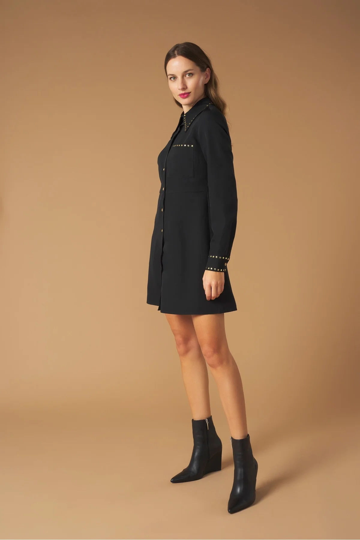 NICOLE SHIRT DRESS (BLACK) - Image 4