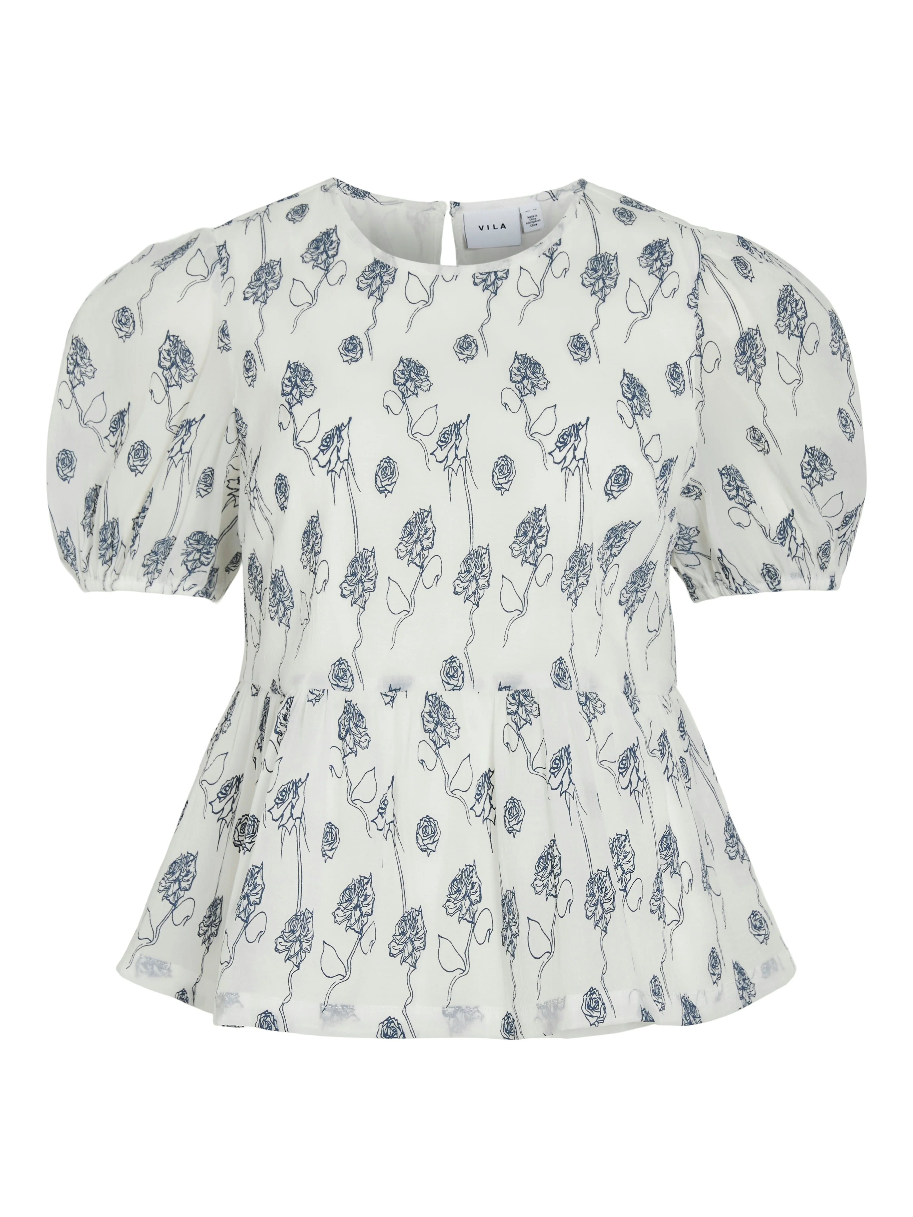 Nilla Short Sleeve Top (Snow White/Navy) - Image 2