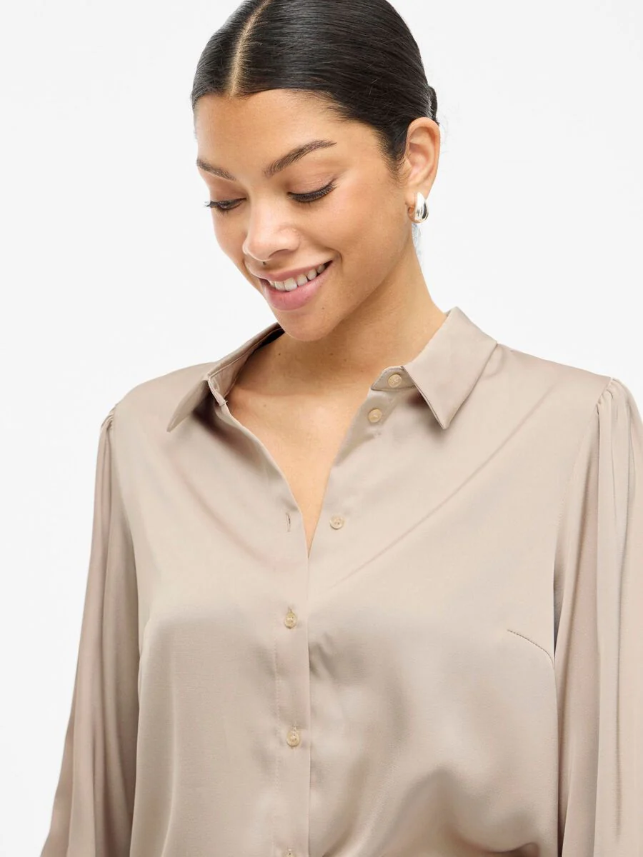 Nina Balloon Sleeved Shirt (Cement) - Image 2
