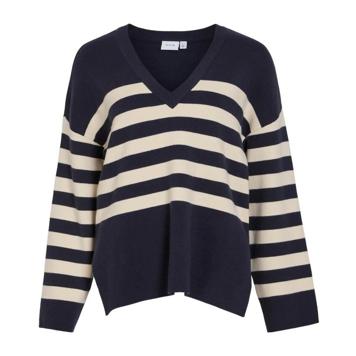 Nina V-Neck Jumper (Navy Blazer/Birch) - Image 2