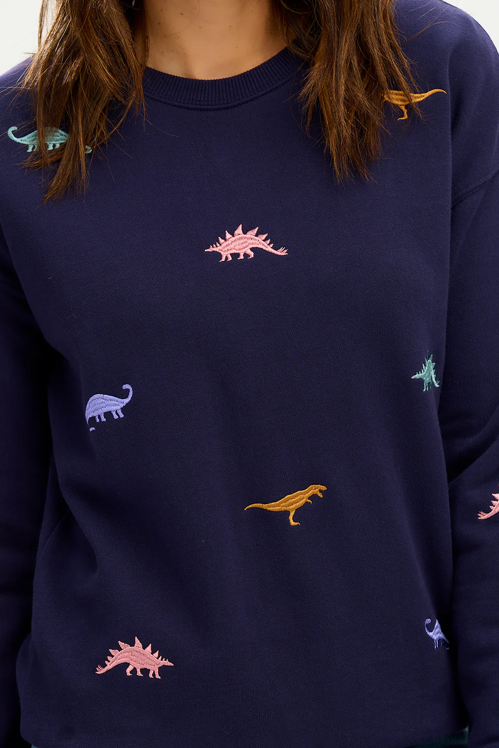 Noah Sweatshirt - Navy, Dinosaur Embroidery - Image 3