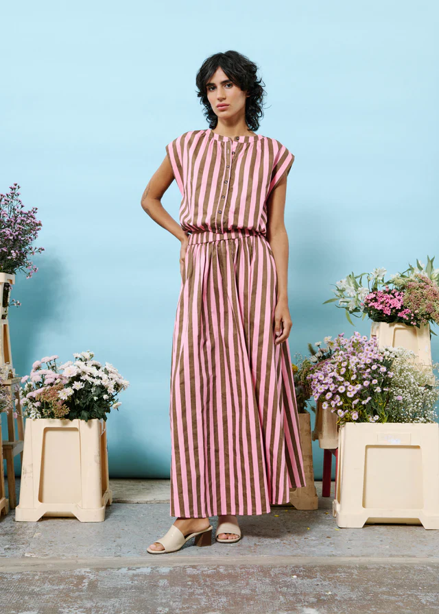 Noalig Maxi Skirt (Pink/Brown)