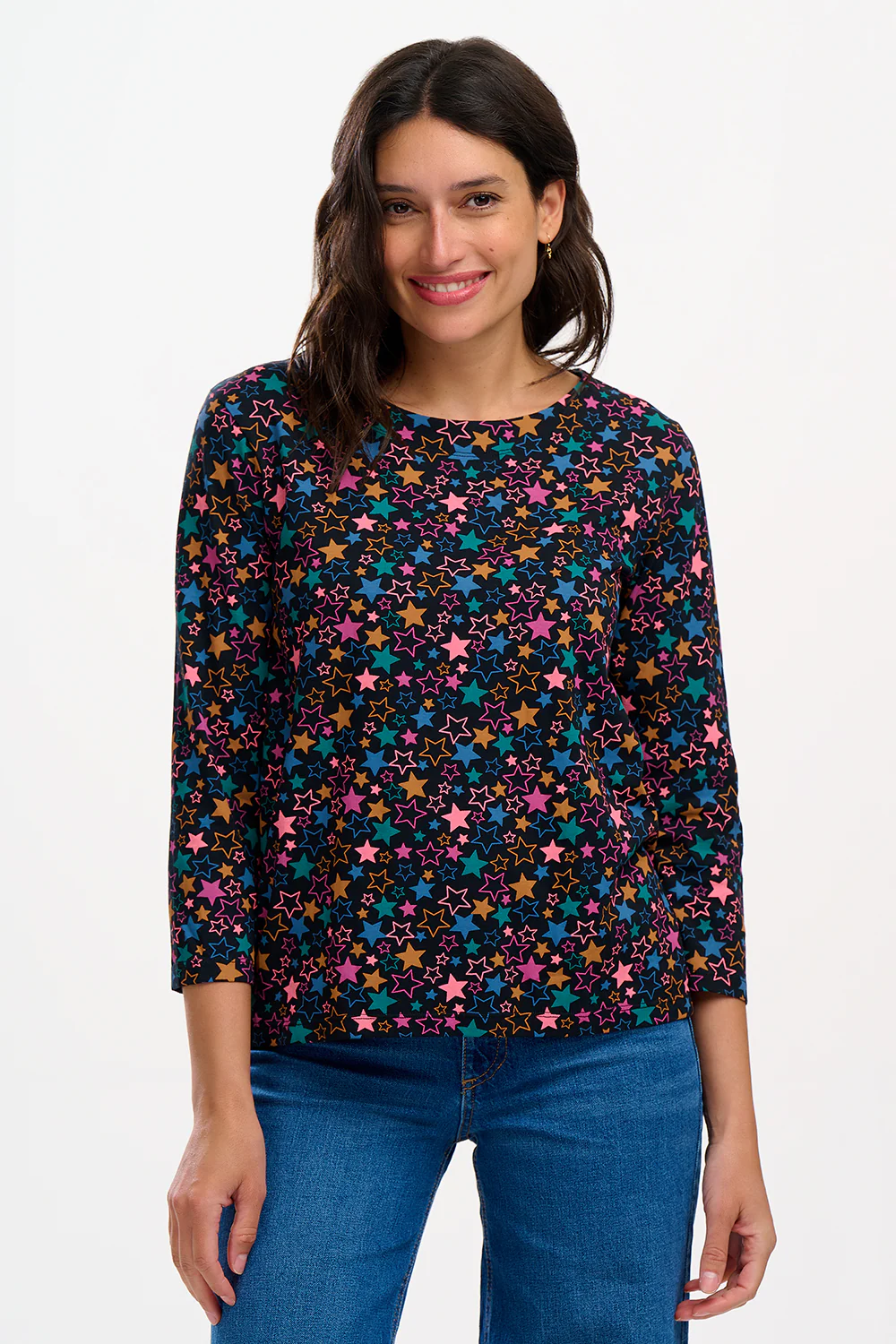 Noor Jersey Top (Black, Multi Star Cluster) - Image 2