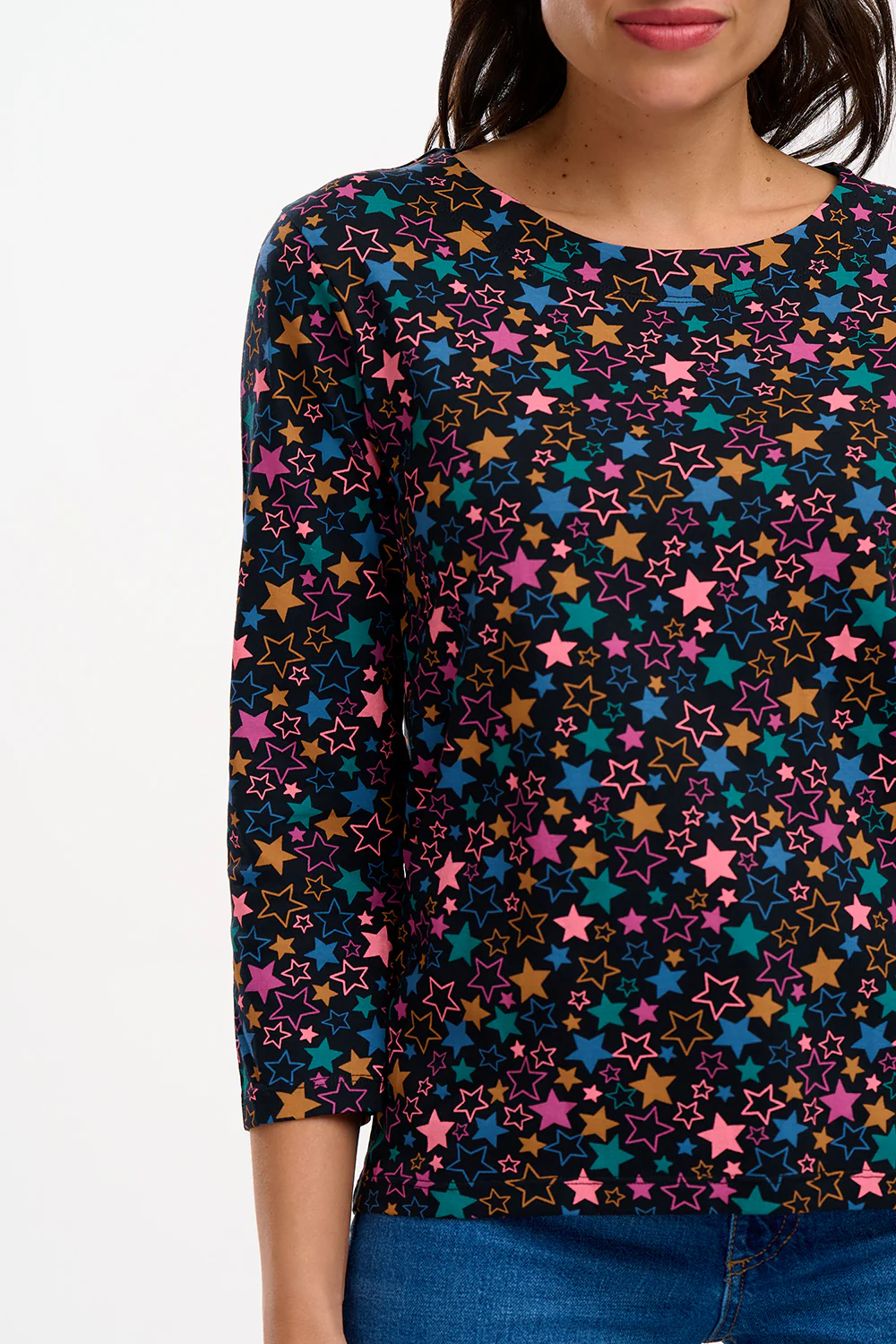 Noor Jersey Top (Black, Multi Star Cluster) - Image 3