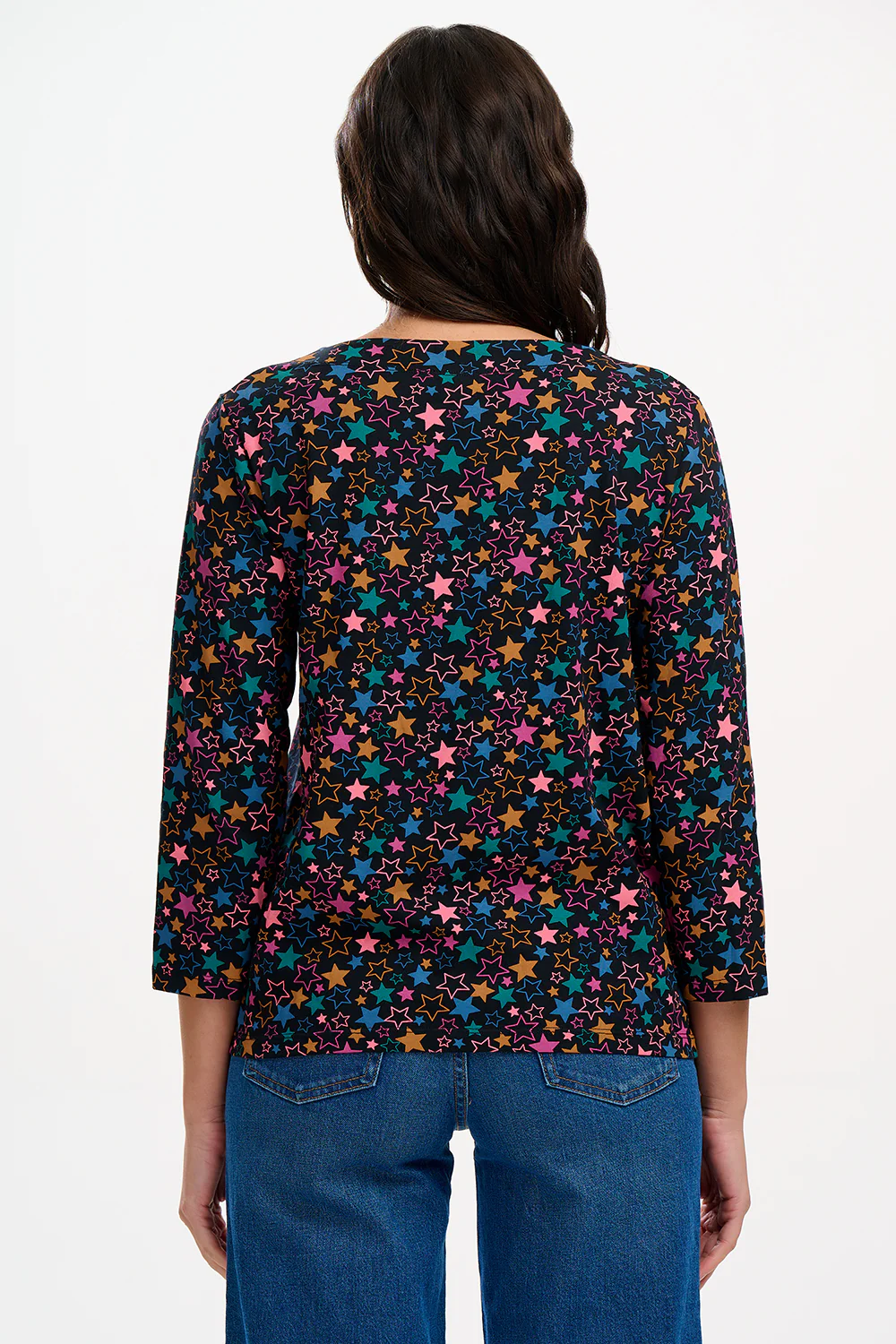 Noor Jersey Top (Black, Multi Star Cluster) - Image 4