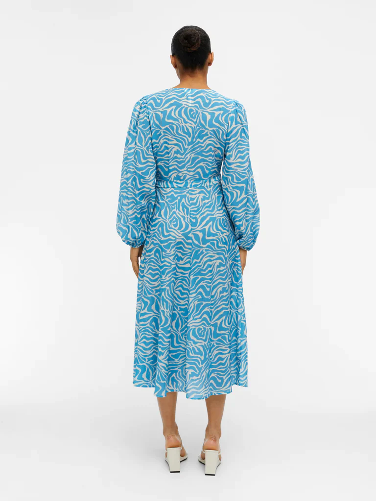 NORA L/S MIDI WRAP DRESS (BLUE) - Image 3