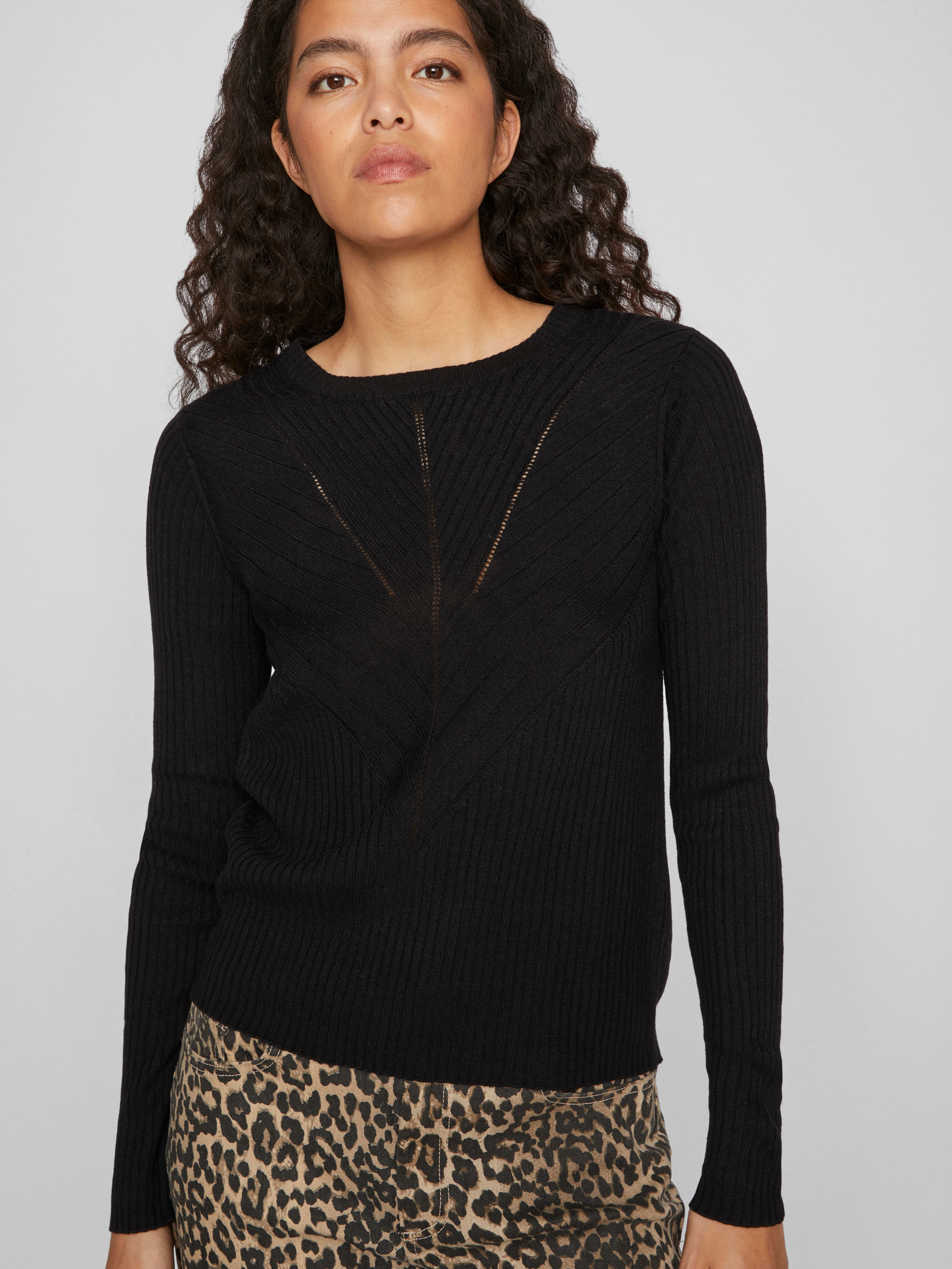 Olina O-Neck Knit Top (Black Beauty) - Image 3