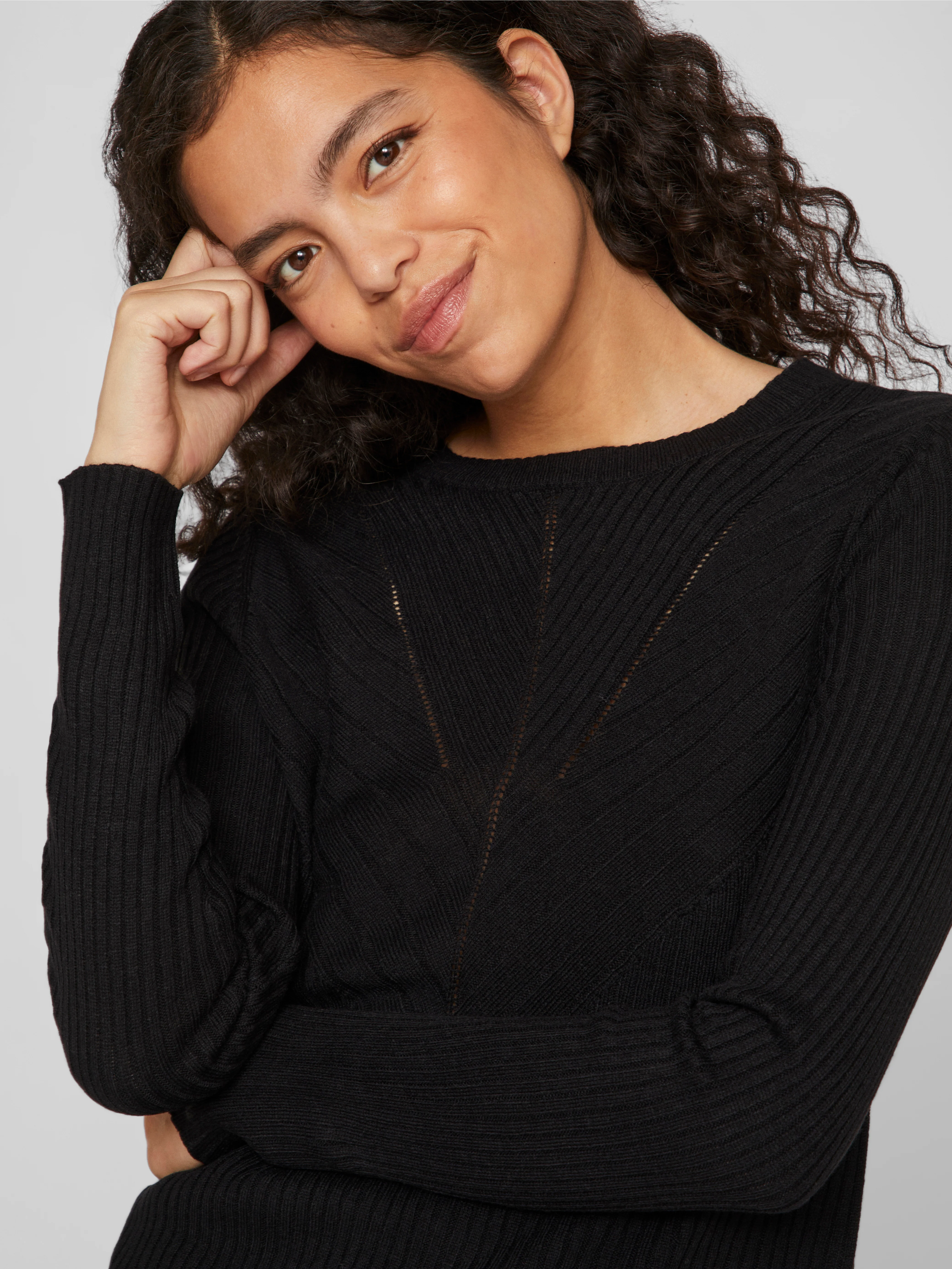 Olina O-Neck Knit Top (Black Beauty) - Image 4