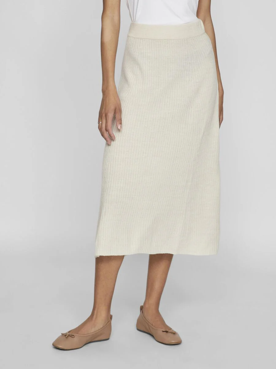 Olina Rib Knit Midi Skirt (Super Light Natural) - Image 2