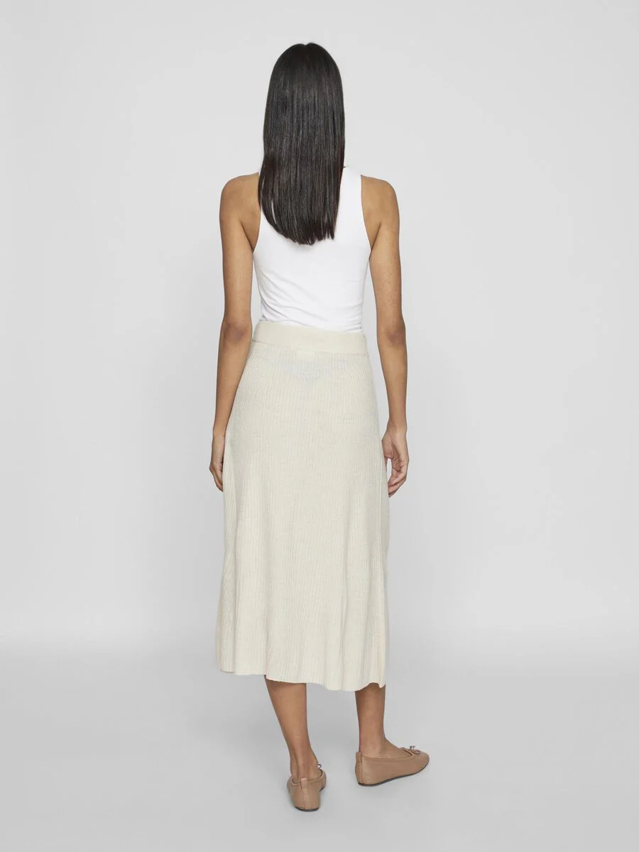 Olina Rib Knit Midi Skirt (Super Light Natural) - Image 4