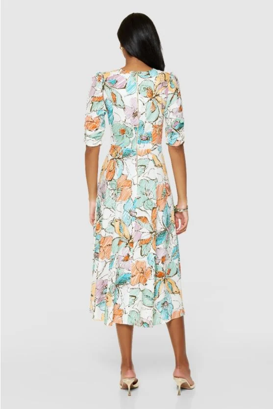 Orla Floral Midi Dress (Orange) - Image 4