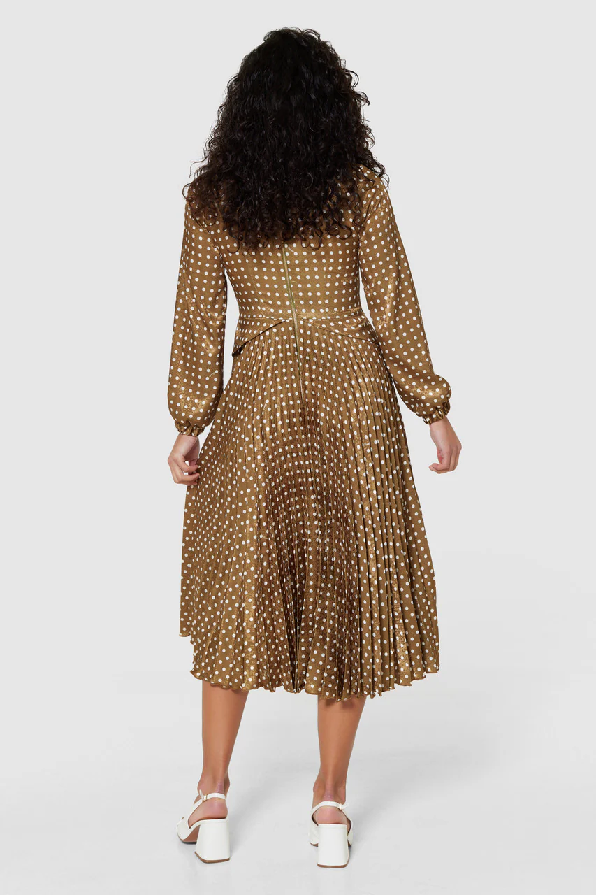 Orna Pleated Skirt Dress (Olive) - Image 4