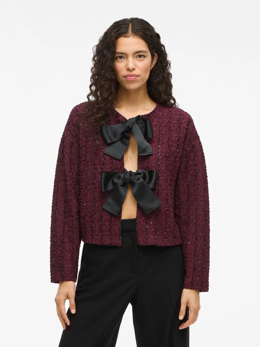 Otta Bow Detailed Cardigan (Fig/Black Bows)