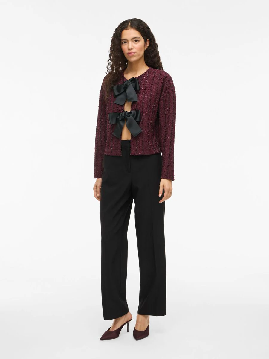 Otta Bow Detailed Cardigan (Fig/Black Bows) - Image 2