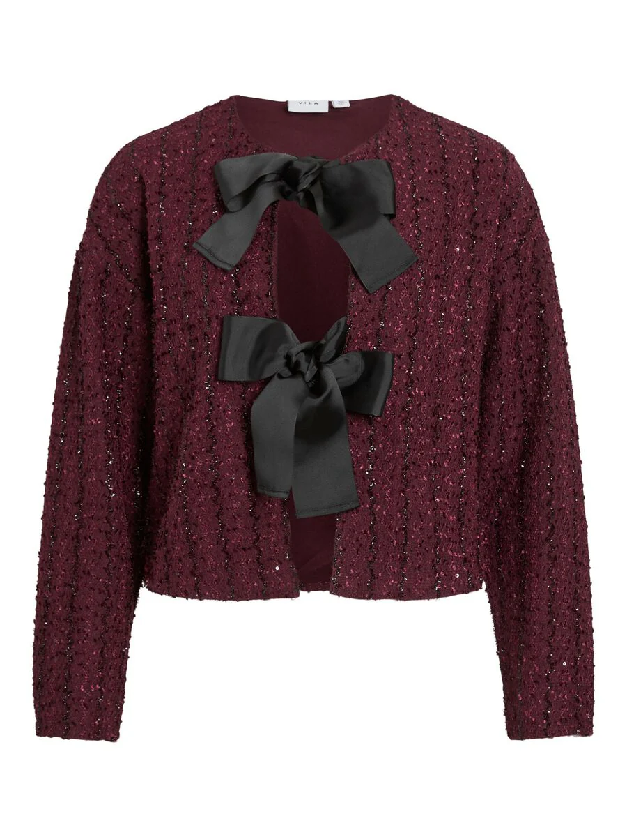 Otta Bow Detailed Cardigan (Fig/Black Bows) - Image 5