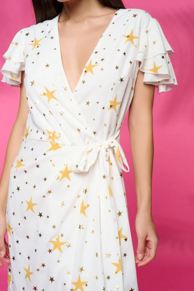 Palm Springs Wrap Dress (White) - Image 5