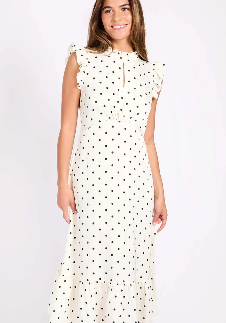Parker Polka Dot Midaxi Dress (Ivory/Black) - Image 2