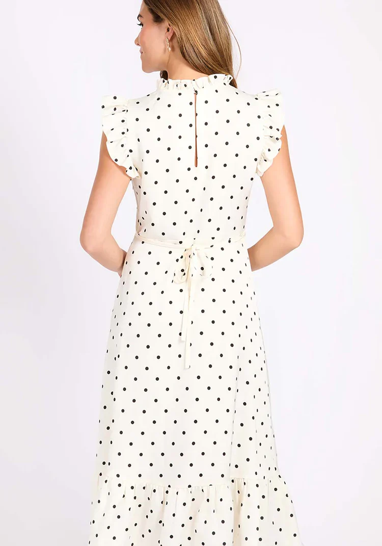 Parker Polka Dot Midaxi Dress (Ivory/Black) - Image 4