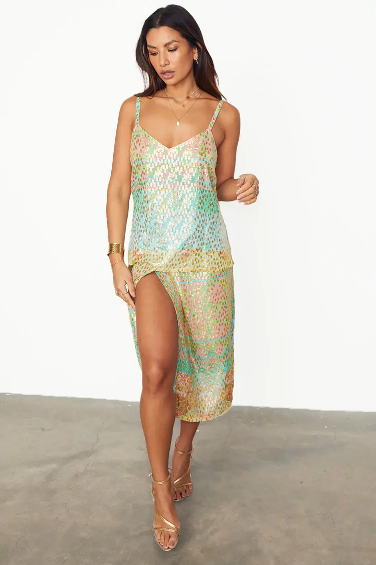 Pastel Boho Cami Top (Green Multi) - Image 4