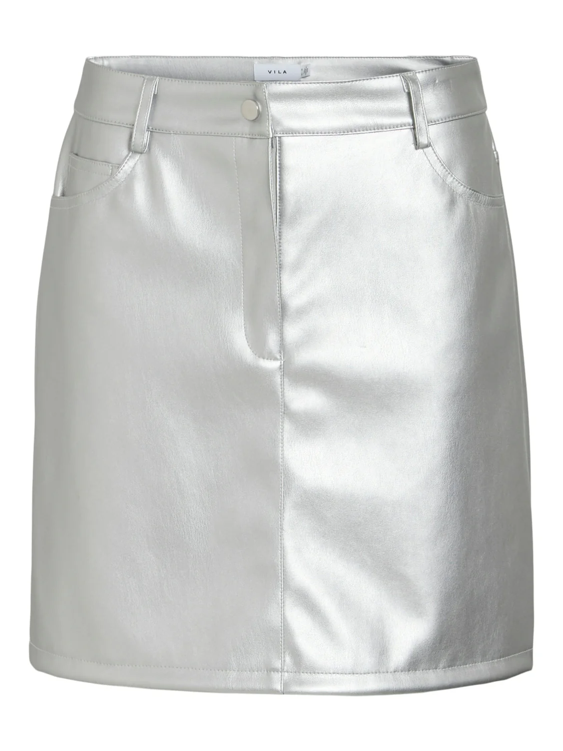 Penny Coated Mini Skirt (Silver) - Image 2