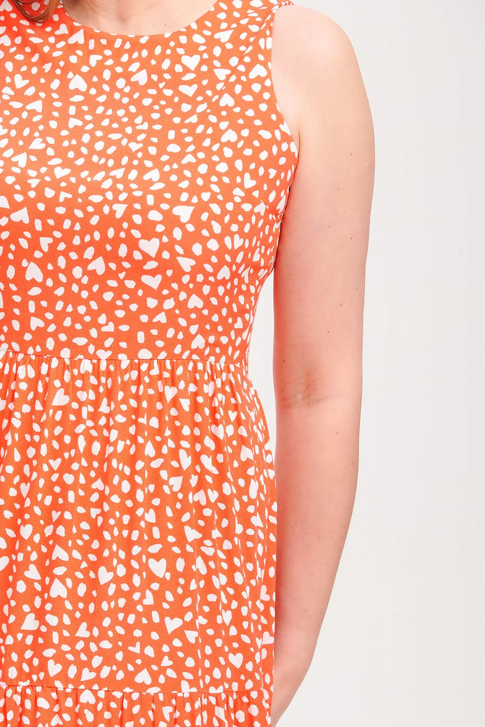 Perla Maxi Tiered Sundress- Animal Love Heart (Coral) - Image 3
