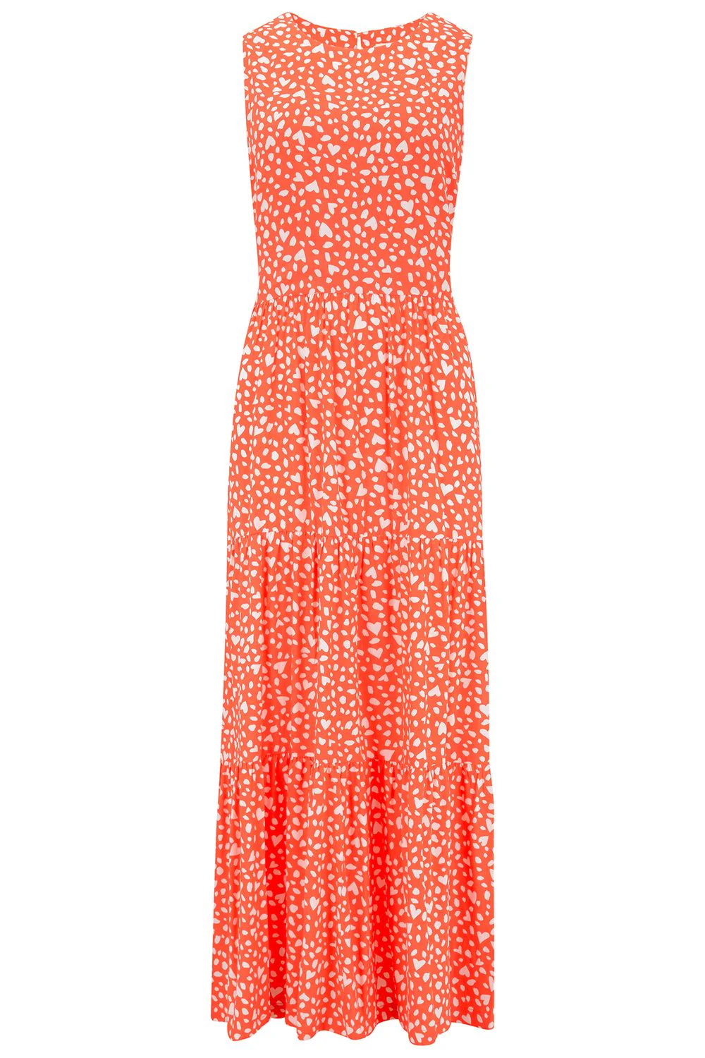 Perla Maxi Tiered Sundress- Animal Love Heart (Coral) - Image 5