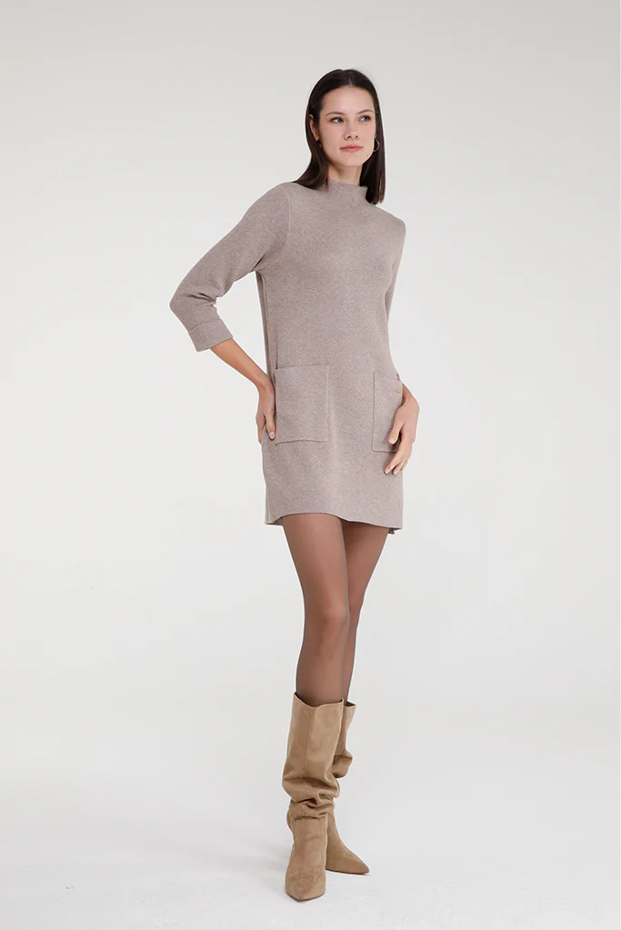 Polina Sweater Dress (Light Brown) - Image 3
