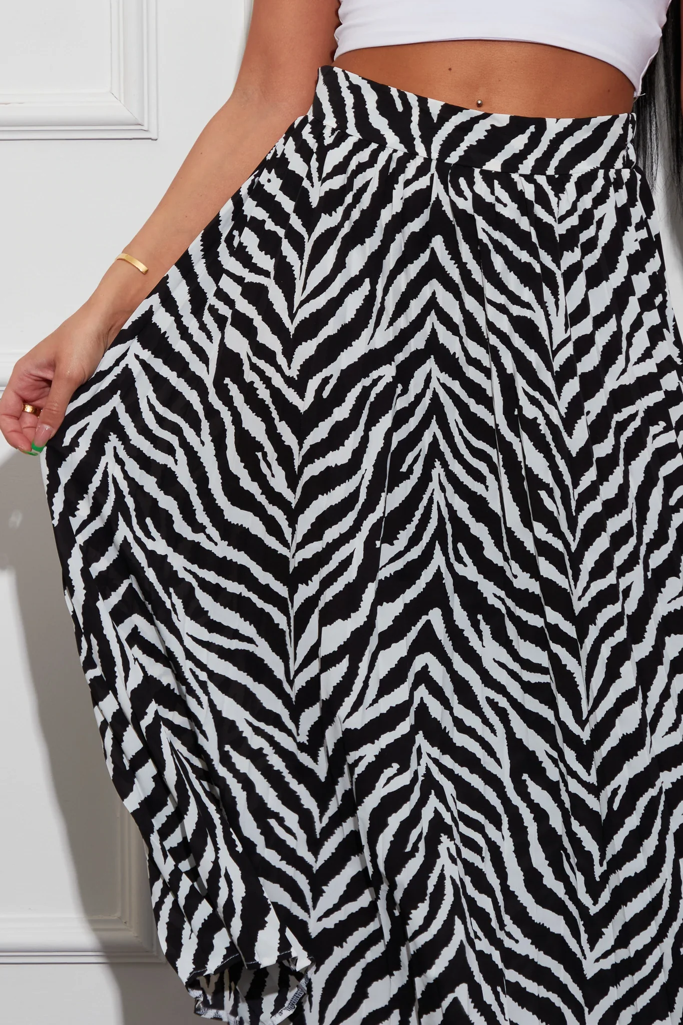 Priya Zebra Print Pleated Midi Skirt - Image 2