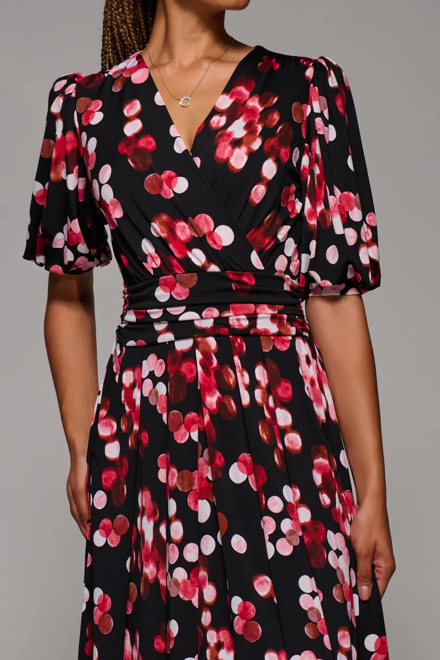 Puff Sleeve Jersey Maxi Dress (Red Spot) - Image 4