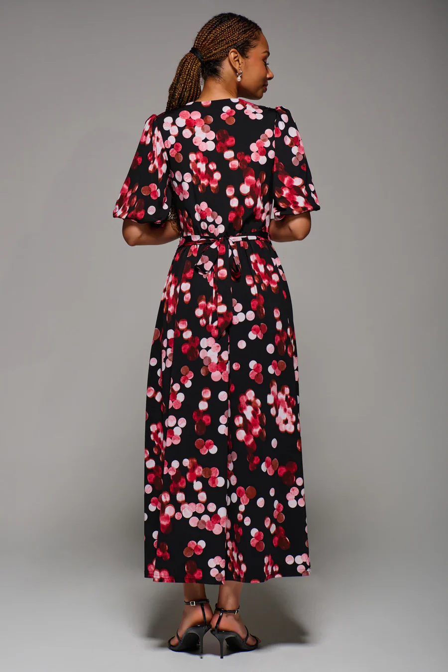 Puff Sleeve Jersey Maxi Dress (Red Spot) - Image 5