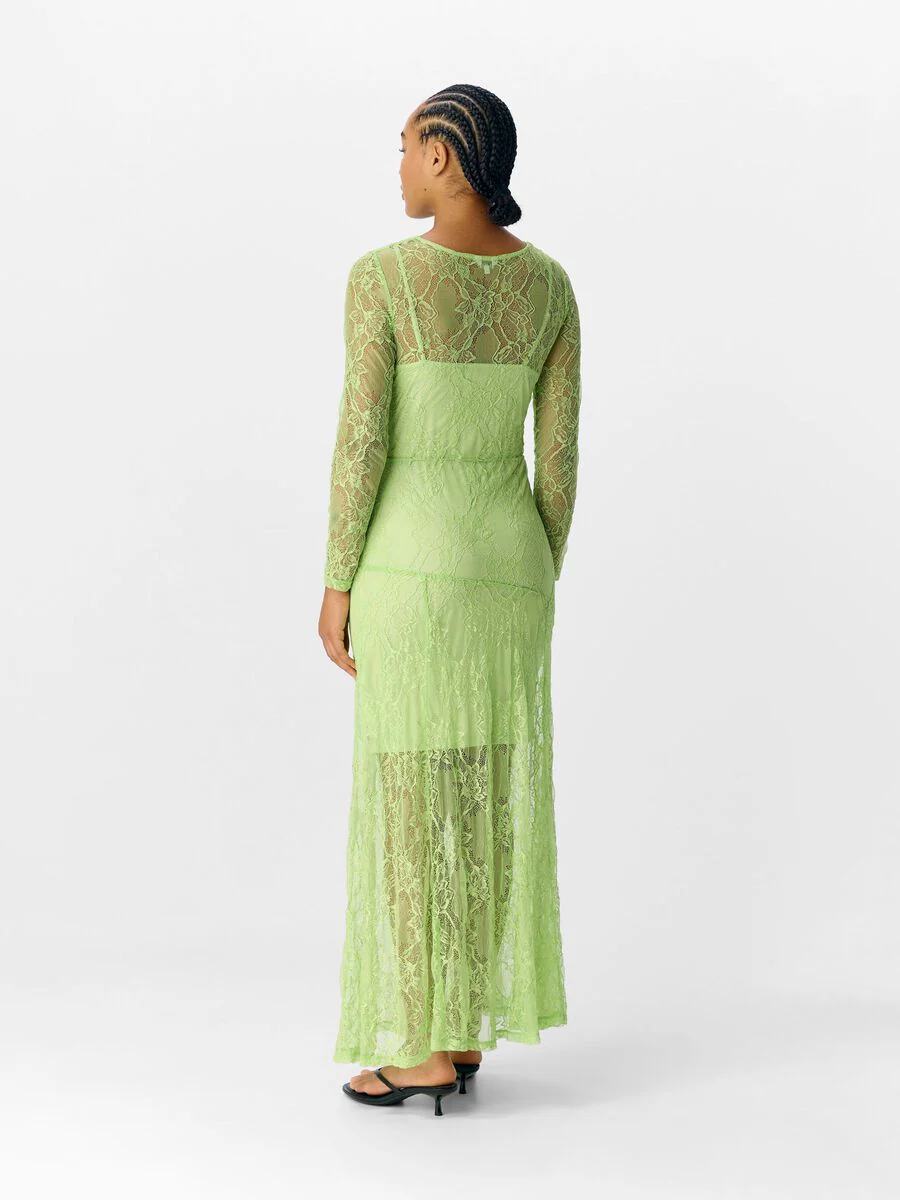 Quinn Mesh Maxi Dress (Lime Green) - Image 3