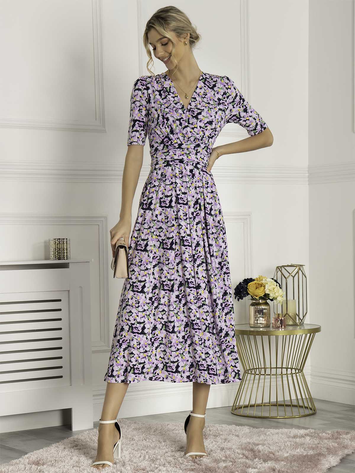 QUINNA WRAP FRONT MAXI DRESS (NAVY FLORAL) - Image 3