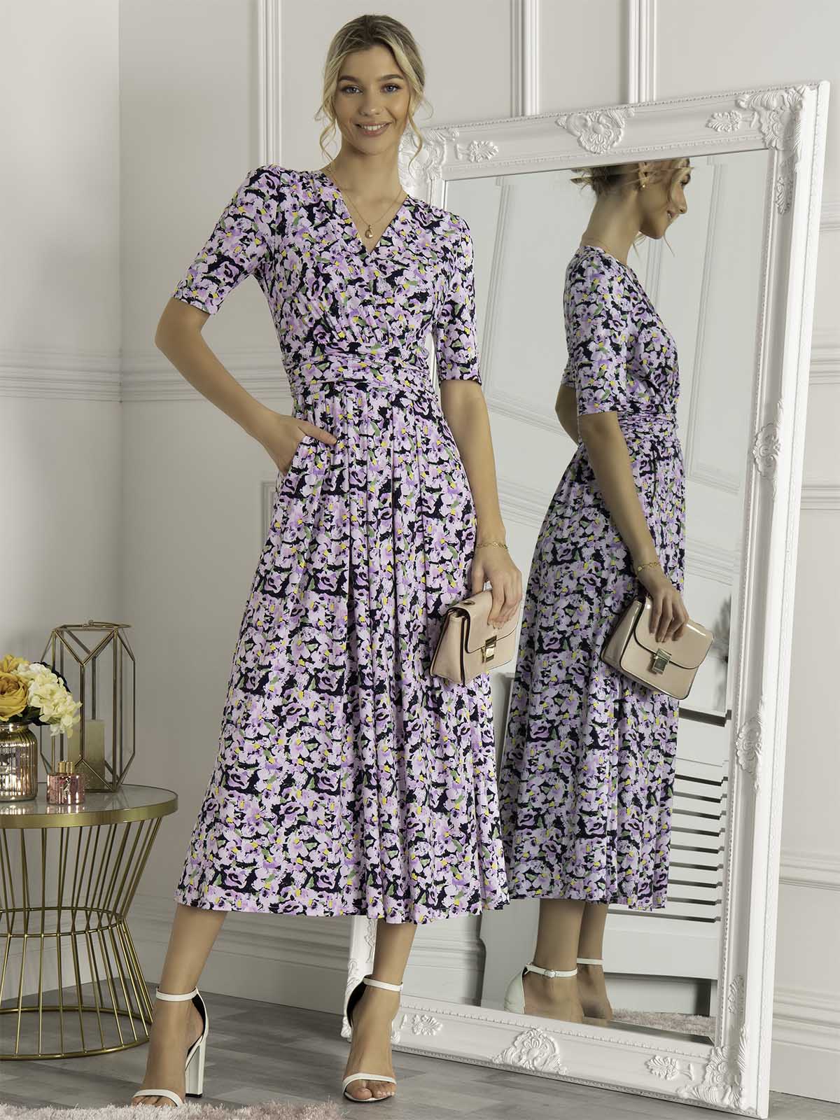 QUINNA WRAP FRONT MAXI DRESS (NAVY FLORAL) - Image 4