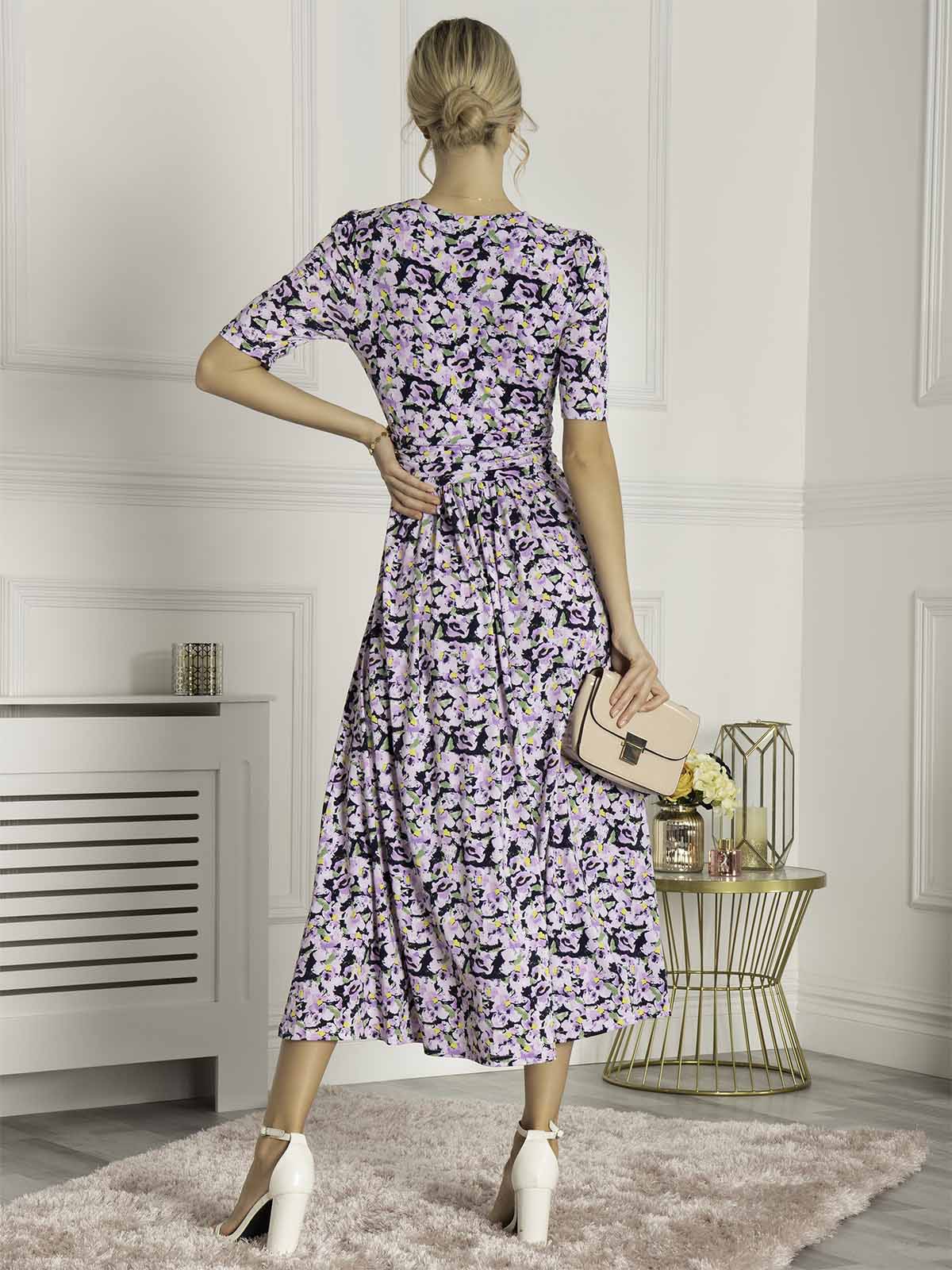 QUINNA WRAP FRONT MAXI DRESS (NAVY FLORAL) - Image 5