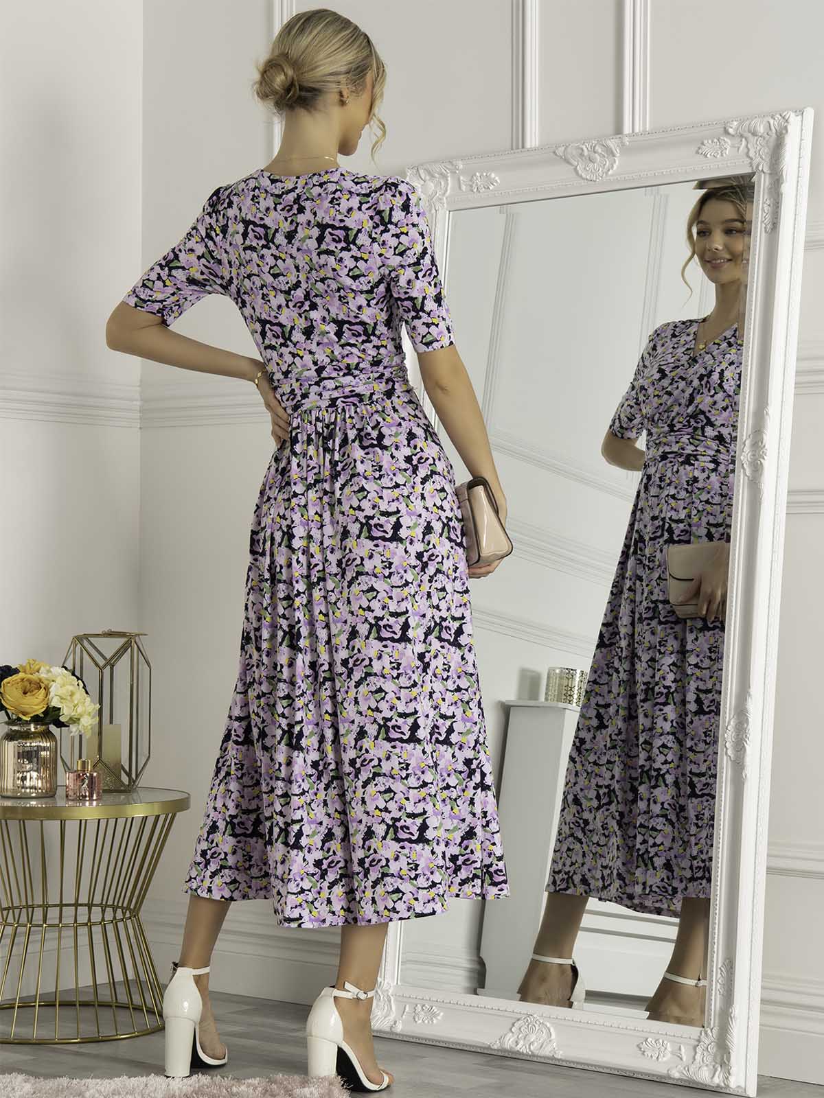 QUINNA WRAP FRONT MAXI DRESS (NAVY FLORAL) - Image 6