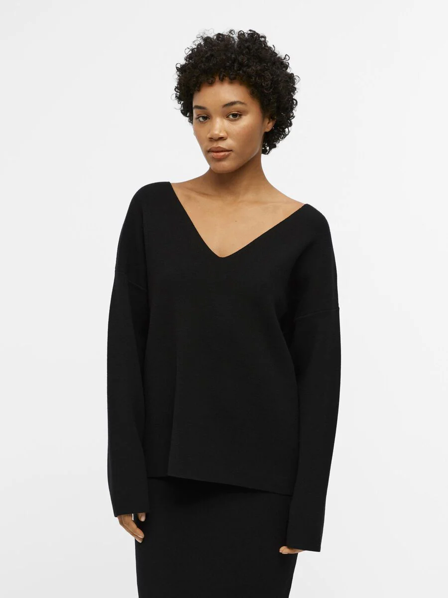 Rayna V-Neck Jumper (Black) - Image 3
