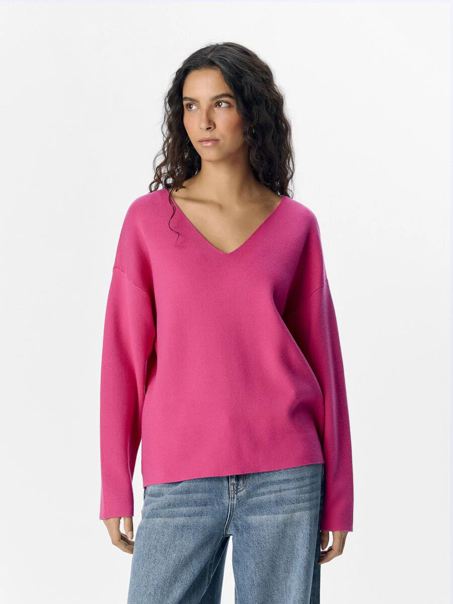 Rayna V-Neck Jumper (Raspberry Sorbet) - Image 3