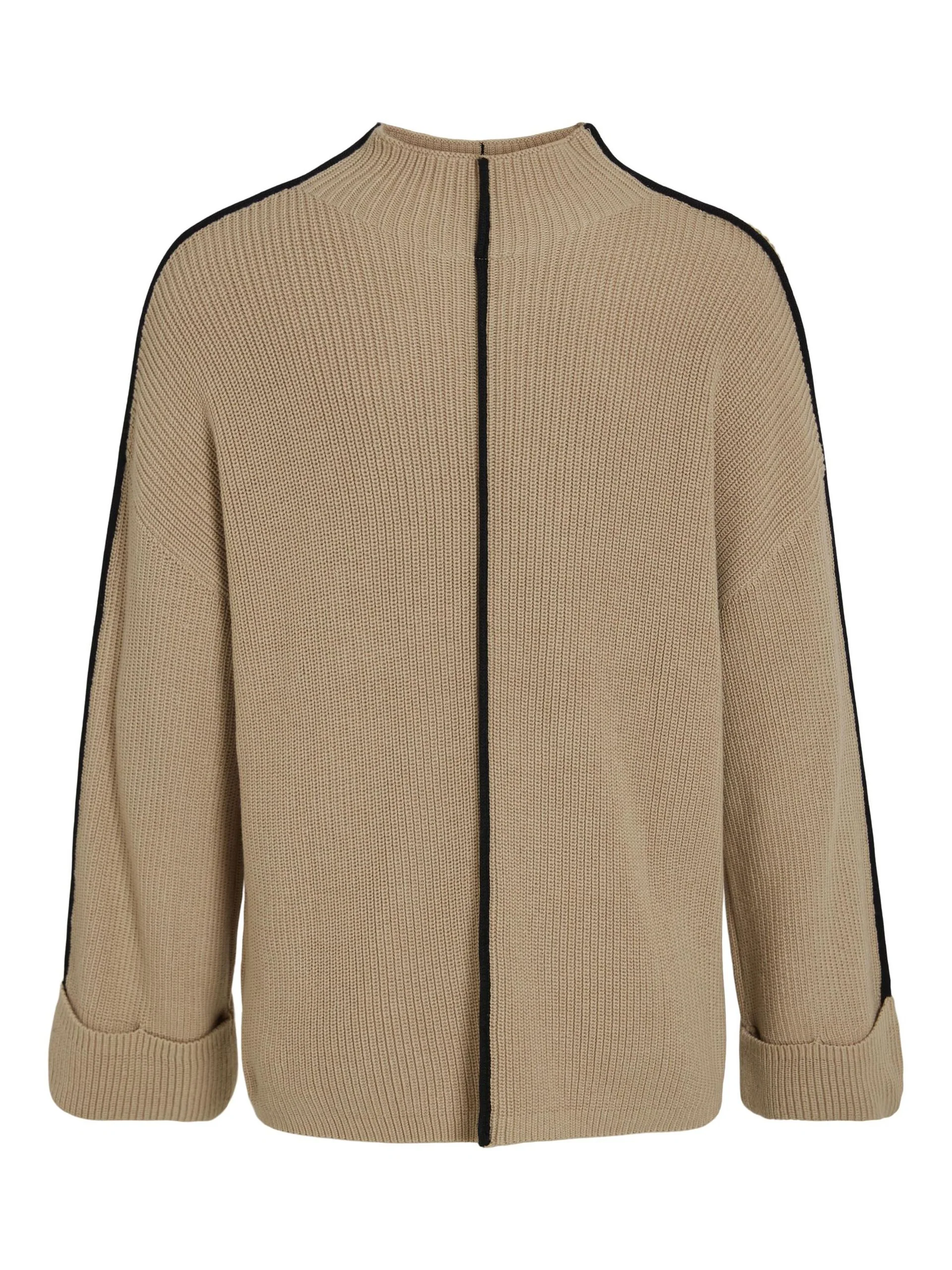 Reanne Funnel Neck Jumper (Savannah Tan/Black) - Image 8