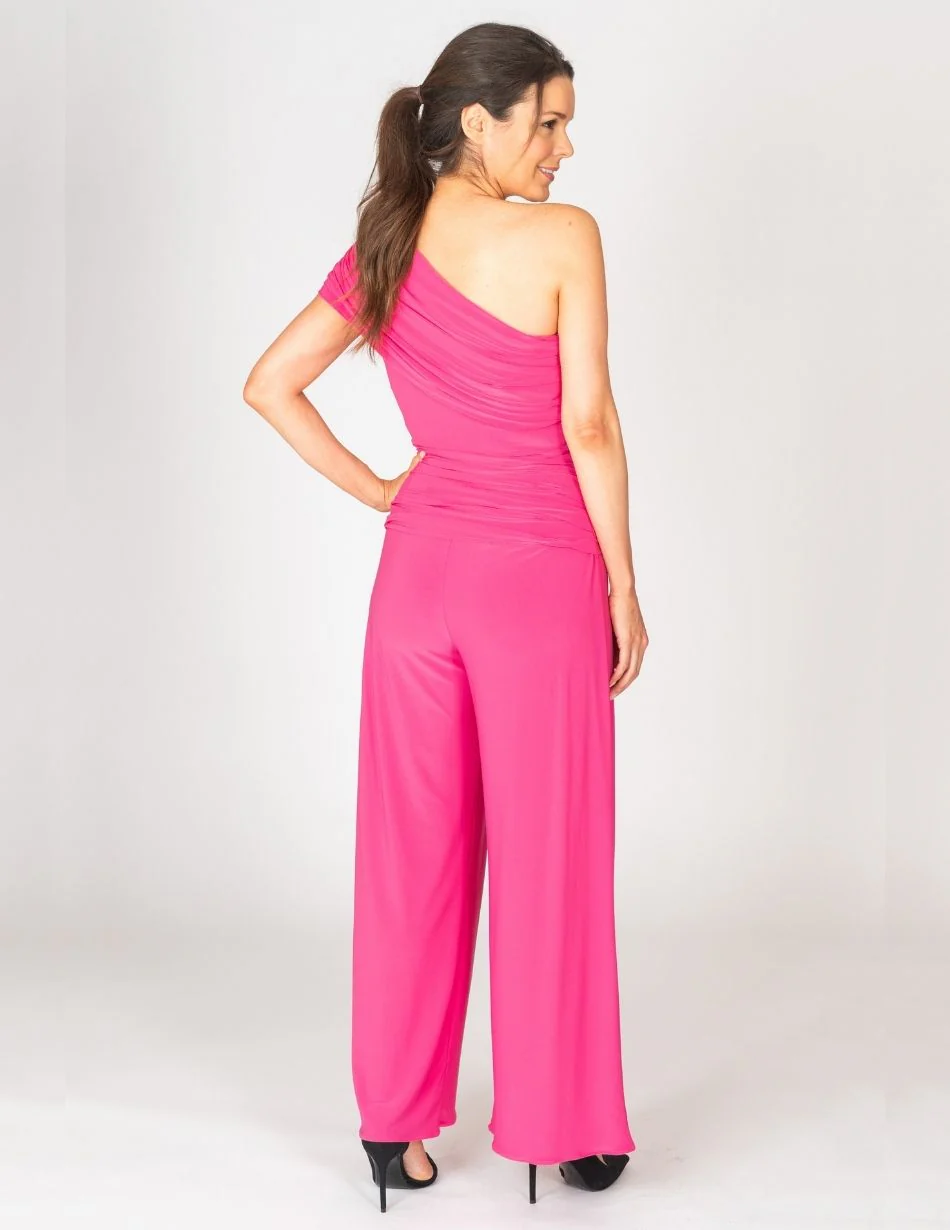 RHODIUM ONE SHOULDER JUMPSUIT (HOT PINK) - Image 3