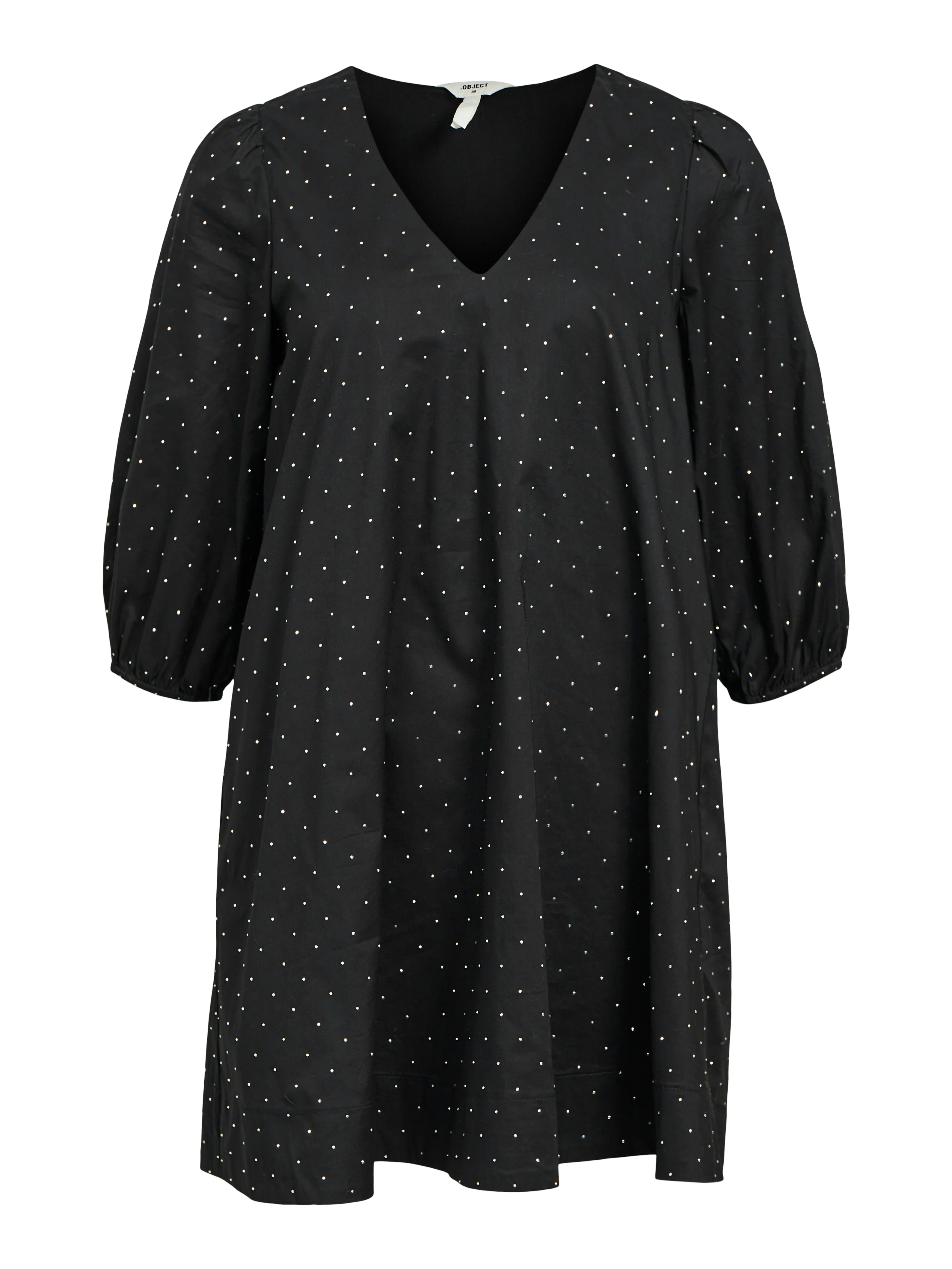 Rigini V-Neck Mini Dress (Black/Rhinestone) - Image 2