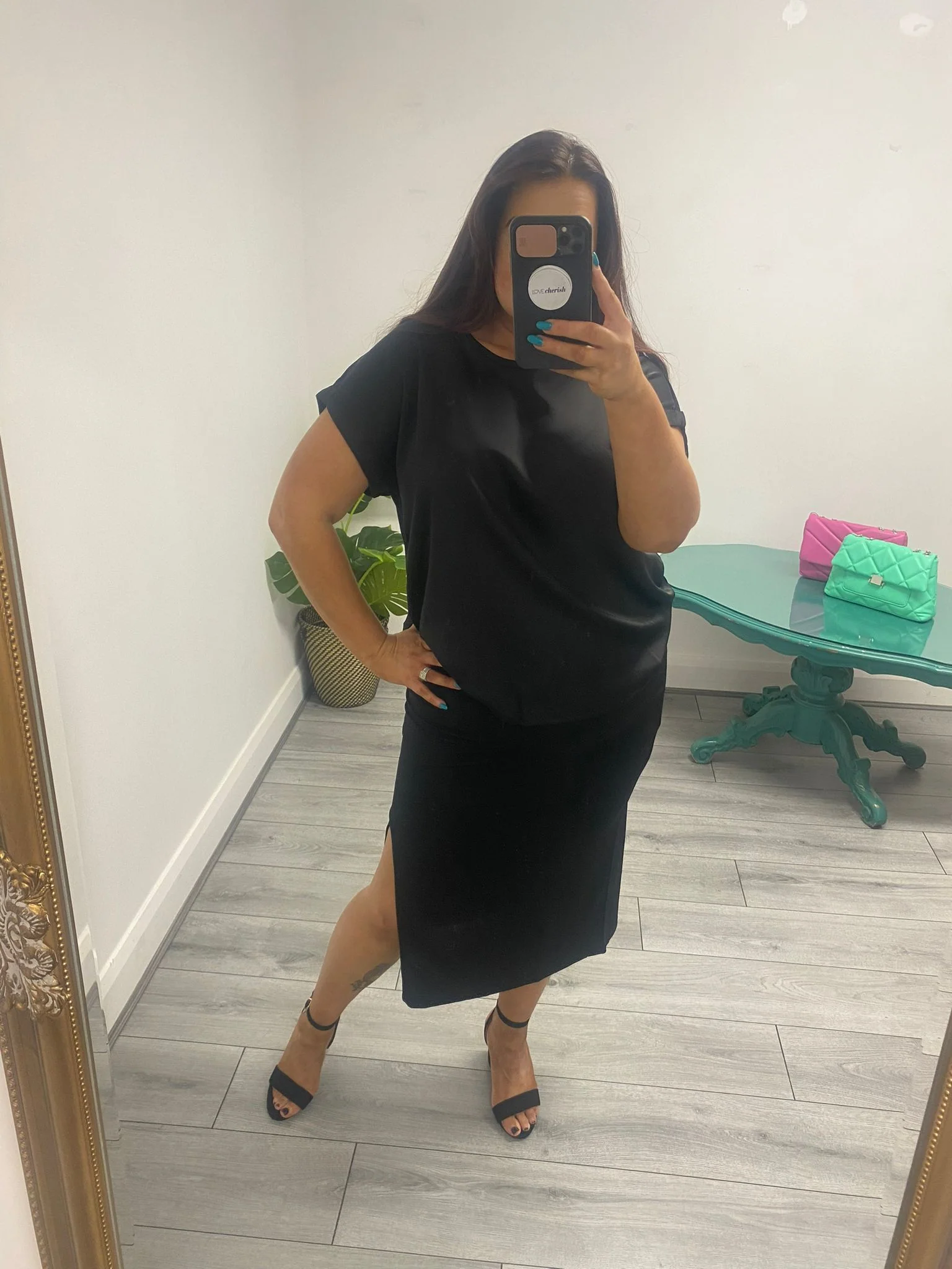 Riley Satin Top (Black) - Image 7