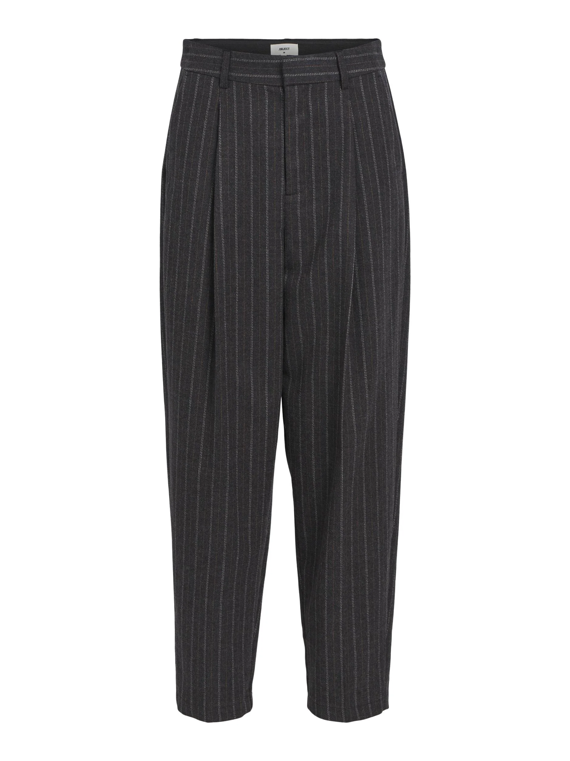 ROBBIE CROPPED BARREL PANTS (DARK GREY MELANGE) - Image 2
