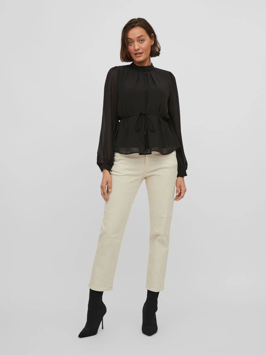 Rolina Tie Belt Top (Black) - Image 4
