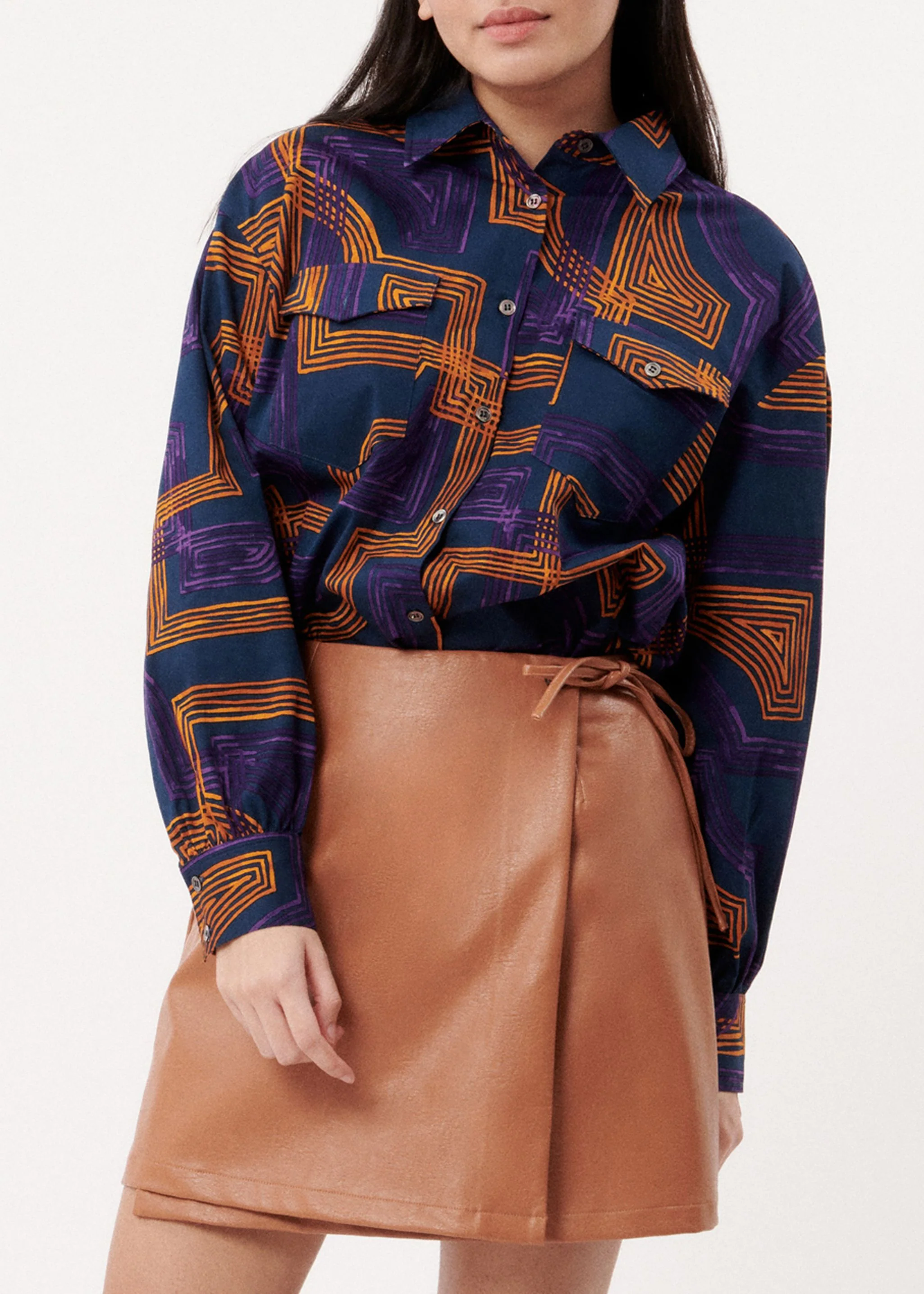 ROMANE FAUX LEATHER SKIRT (CAMEL) - Image 4