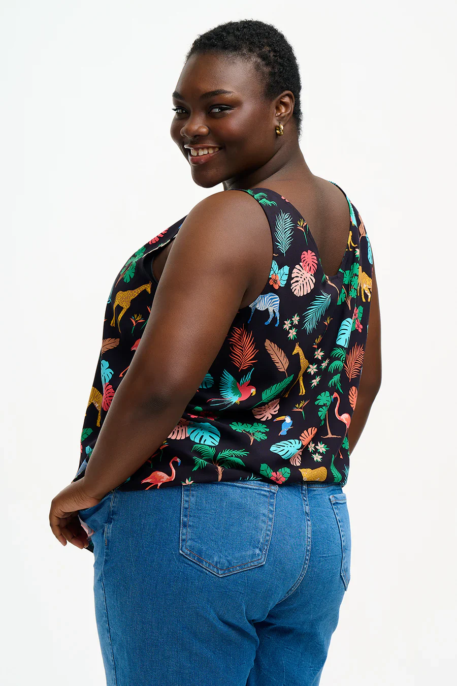 Romy Vest Top (Black Tropical Safari) - Image 6
